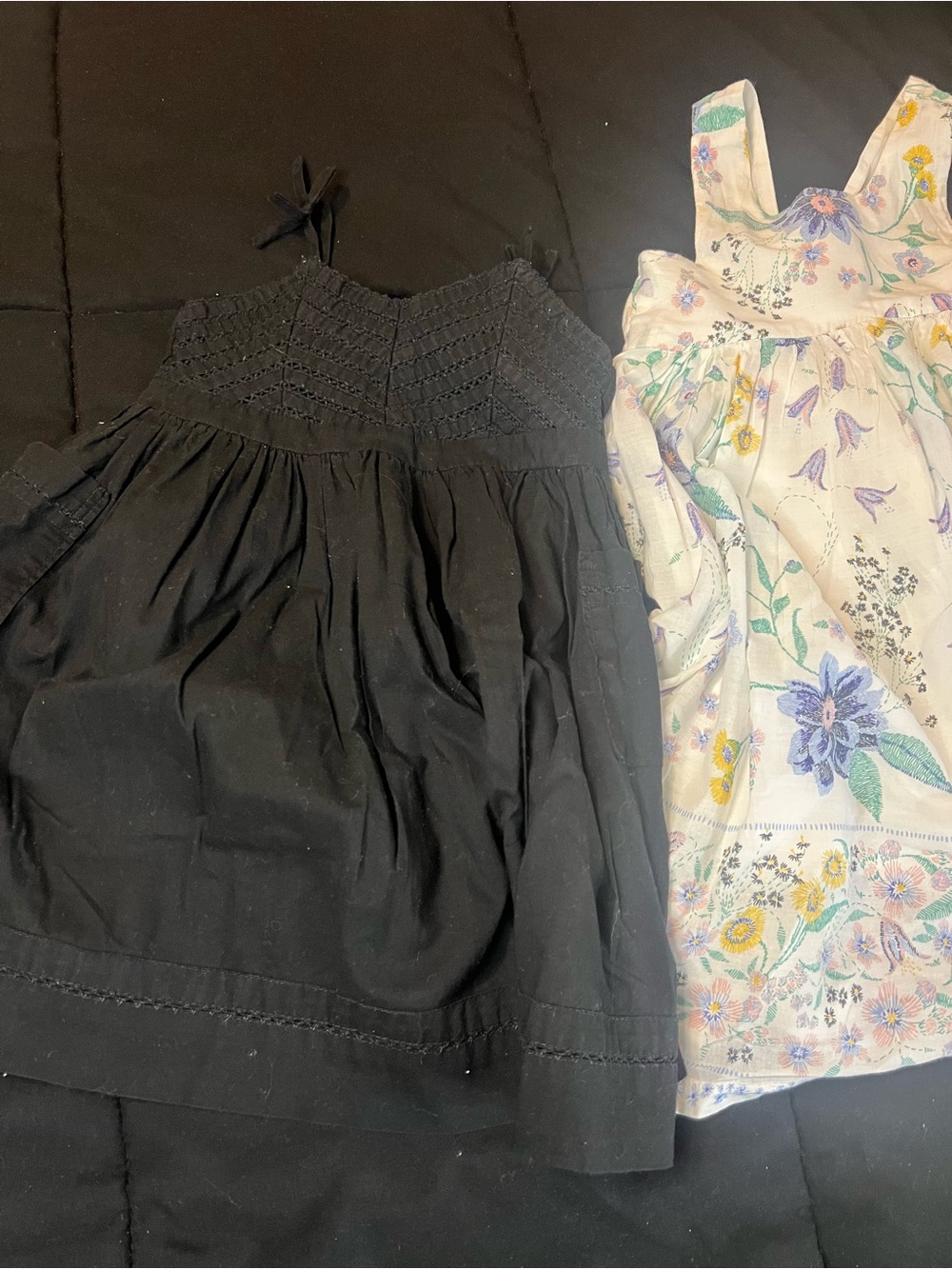 Bundle (2) GAP Toddler Black Sundress with Tie Straps & Old Navy Floral Sundress